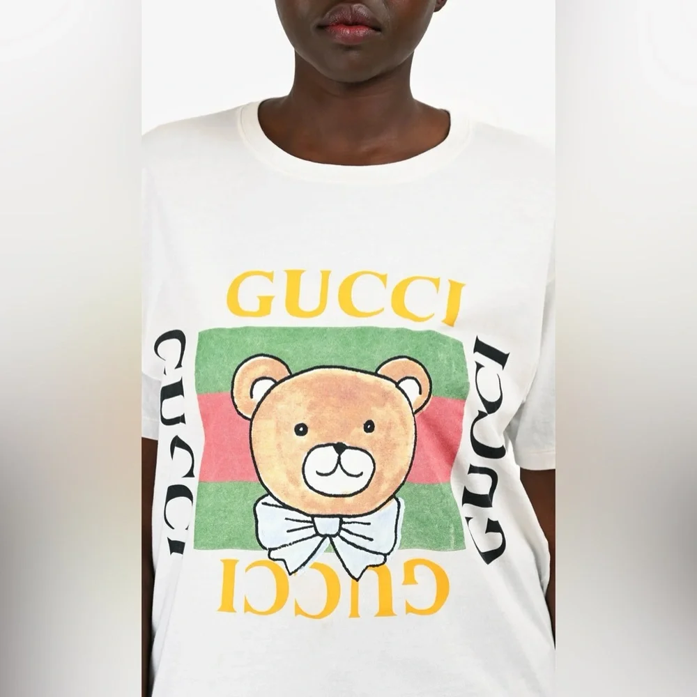 GUCCI x KAI COLLECTIVE Teddy Bear Logo Tee T Shirt White Yellow Green Red Black - Picture 2 of 10